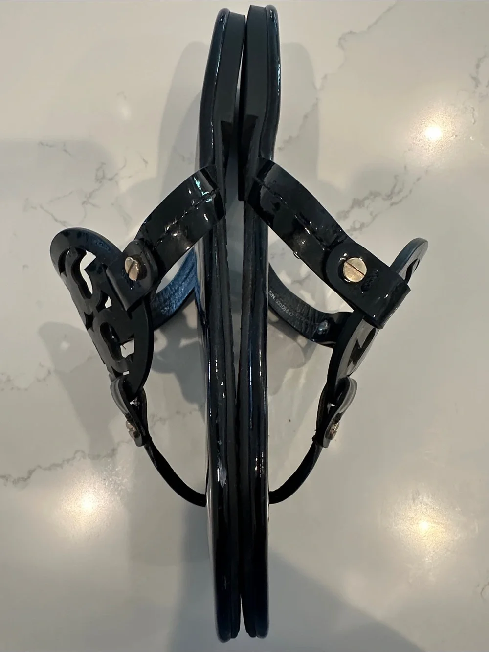 Tory Burch Miller Sandals Patent Black Size 9